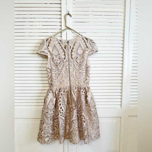 NWT NEW Alice + Olivia Gracia Nude Lace Fit and Flare Mini Dress - Picture 9 of 9